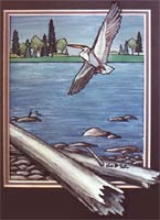 Arctic landscape painting Water Fowl, Shore Birds, Arctic Tundra Spring Mating Season  Original  Painting Churchill MB Click on Image for Detail