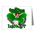 Feeling Lucky  Retro Pinup Girl Greeting Cards Lucky Irish Pinup Cards for Men Women Boys Home & Office Cards for Birthdays Lucky Irish Invitations Card Art & Design Retro Sexy Pinup Lucky St. Patrick's Shamrock Cards St. Patrick's Day Cards & Gifts Online