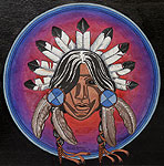Indian painting Native Headdress w. Feathers Original Painting Click on Image for Detail