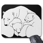 Polar Bear Mousepad Bear w. Cubs Gifts for Home & Office