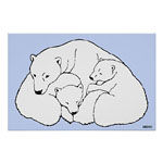 Polar Bear Art Prints Mother & Cubs Art Posters & Bear Art Prints