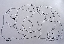 Polar Bears w. cubs  Pen & Ink  sketch / drawing Original Illustration Pencil Sketches / Drawings / Illustration / Ink Drawings & Original Art by Vancouver BC Artist Kim Hunter a.k.a.INDIGO pencil drawing  by Canadian Vancouver BC Artist INDIGO aka Kim Hunter Pencil Sketches / Drawings / Illustration Flowers Wildlife Landscapes Sketches Ink Drawings & Original Art & illustration landscape sketches, wildlife, nudes, people, portraits, pets, Art & Design Pencil, graphite & ink sketches & drawings by Kim Hunter freelance professional artist
