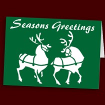 Reindeer Cards Seasons Greetings Classic Christmas Personalized or Blank Cards 