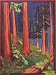 landscape painting Elaho Valley river bed stoltman Wilderness landscape with blueberries, moss and cedar painting. click on Image for detail