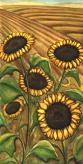 sunflowers painting watercolour landscape sunflower painting of Sunflowers on the prairies by artist Kim Hunter aka INDIGO