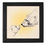  polar bear mother & cub Ink Illustration Tile